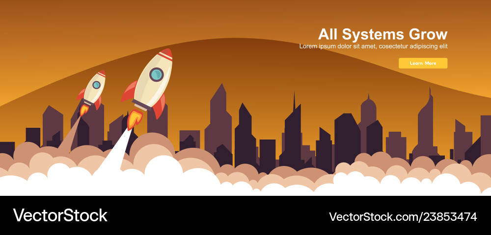 Start up simple rocket web design responsive Vector Image