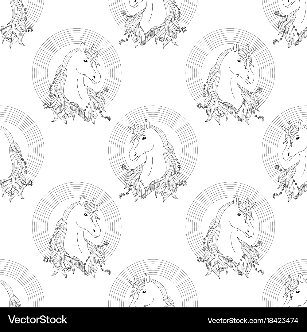 Unicorn with rainbow seamless pattern vector image
