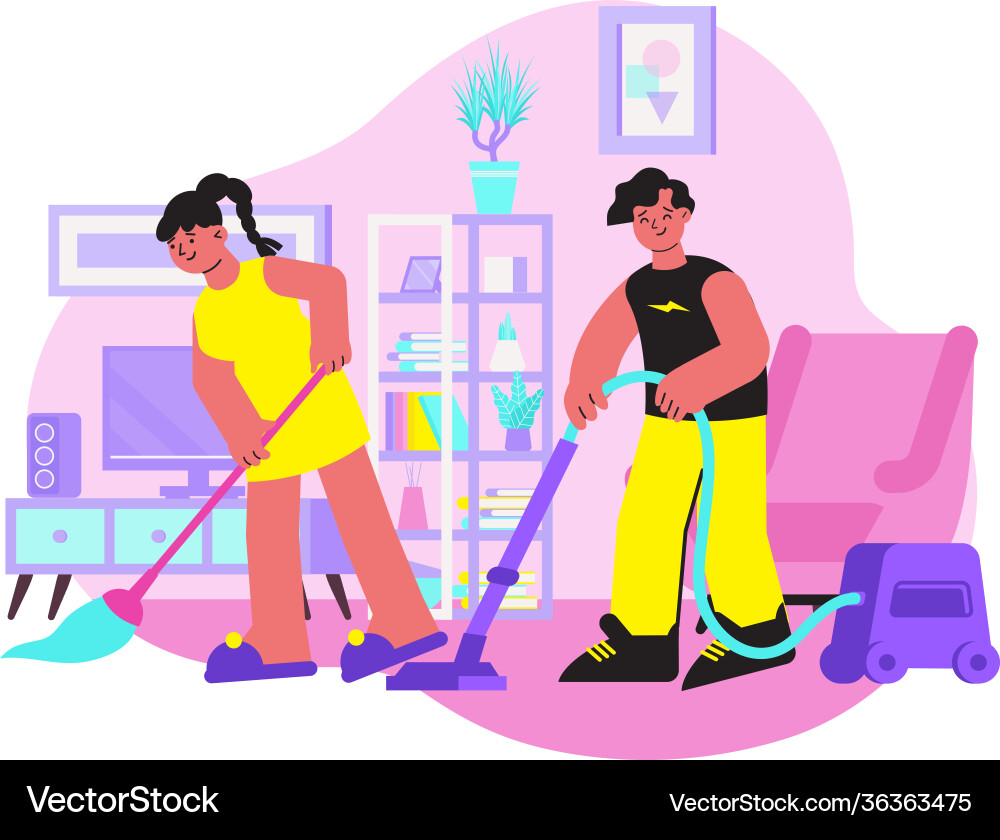 Apartment cleanup flat composition vector image