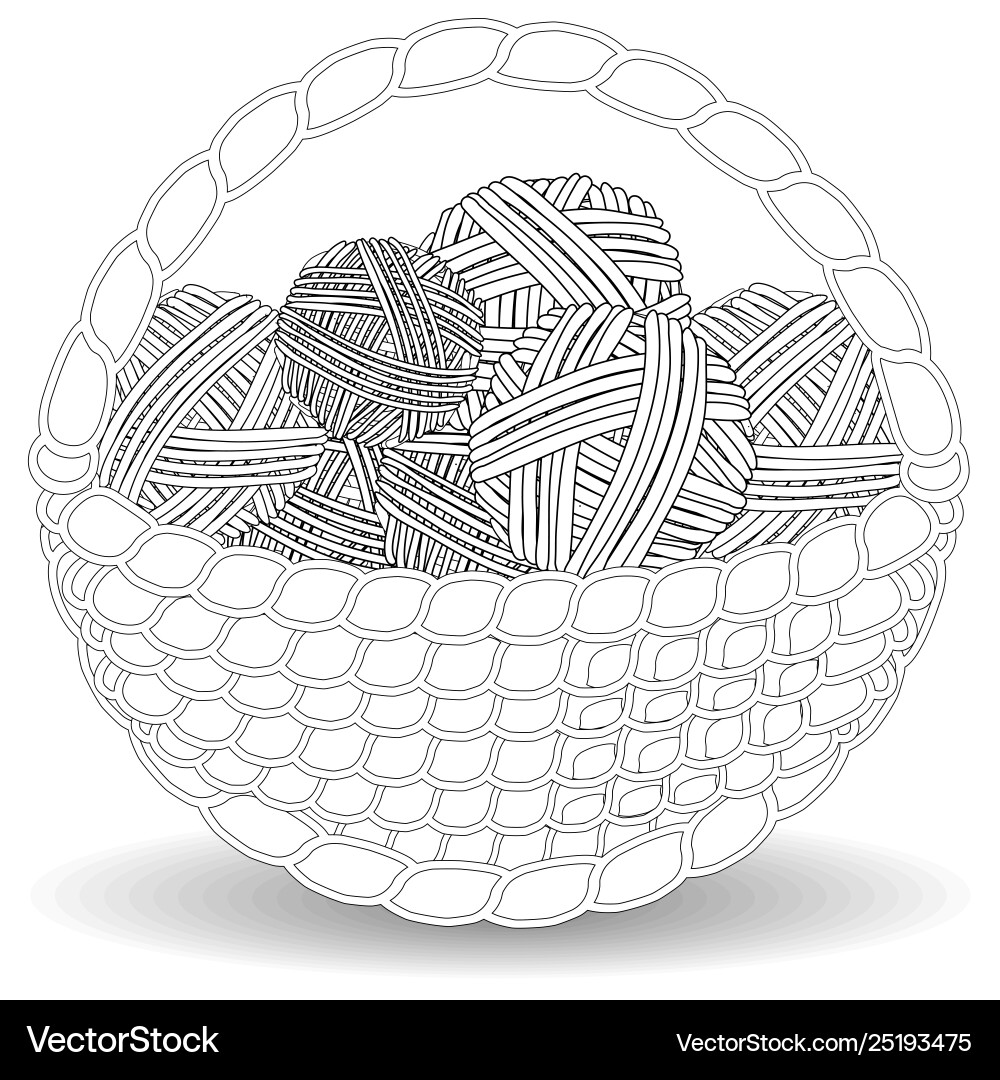 Basket with multi-colored tangles in a square Basket with multi-colored tangles in a square vector image