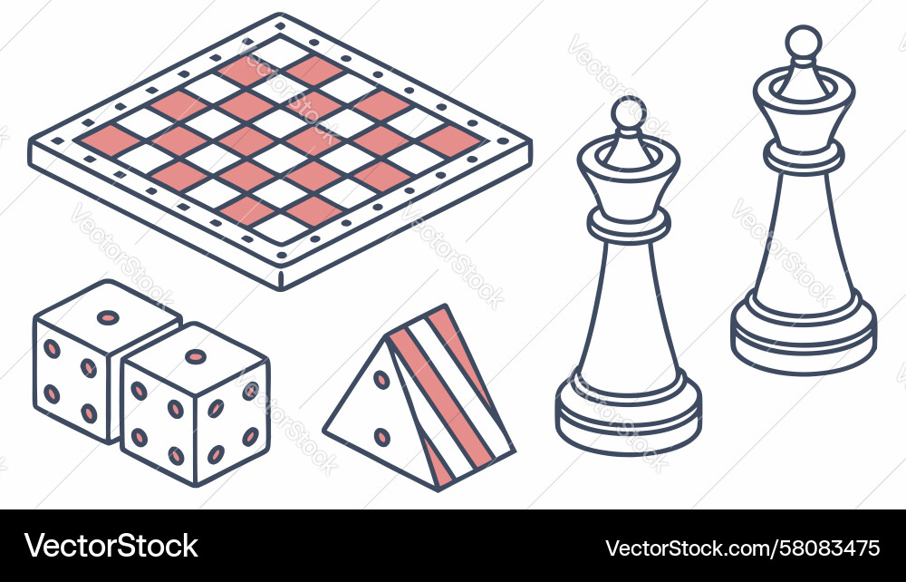 Chess & Dice Game Set Vector Image