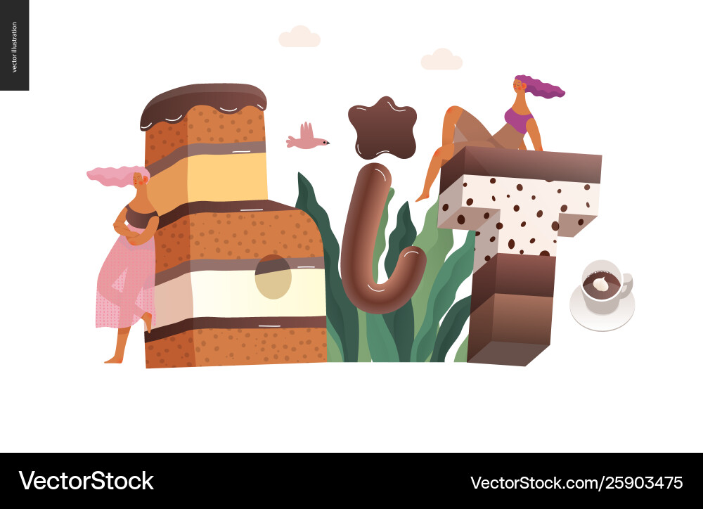 Dessert temptation font Dessert temptation font vector image