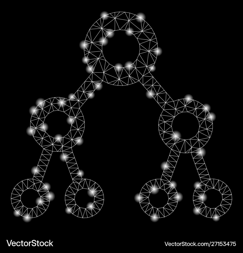 Flare mesh network binary tree with light spots Flare mesh network binary tree with light spots vector image