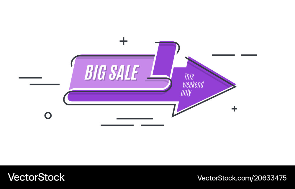 Flat linear promotion arrow banner scroll price Vector Image