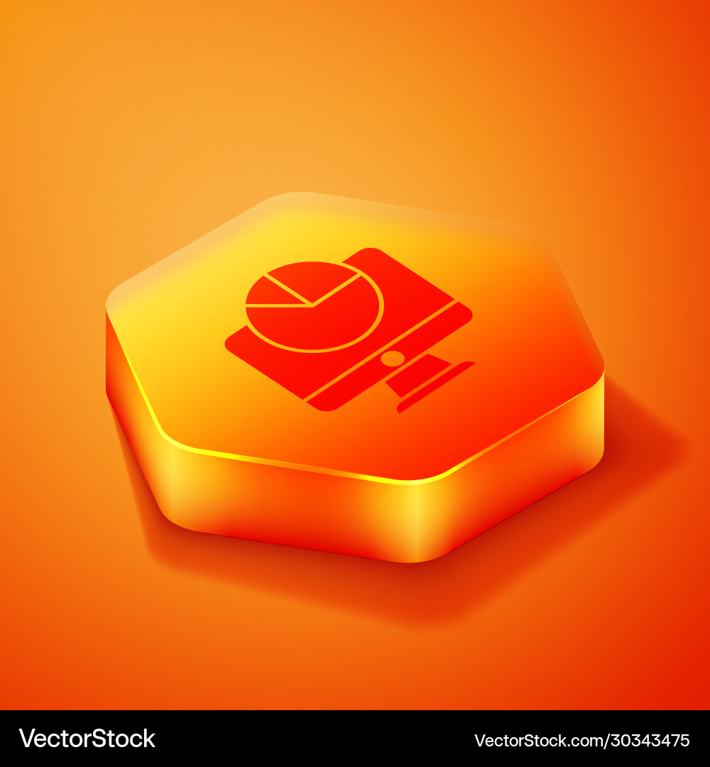 Isometric computer monitor with graph chart icon Isometric computer monitor with graph chart icon vector image