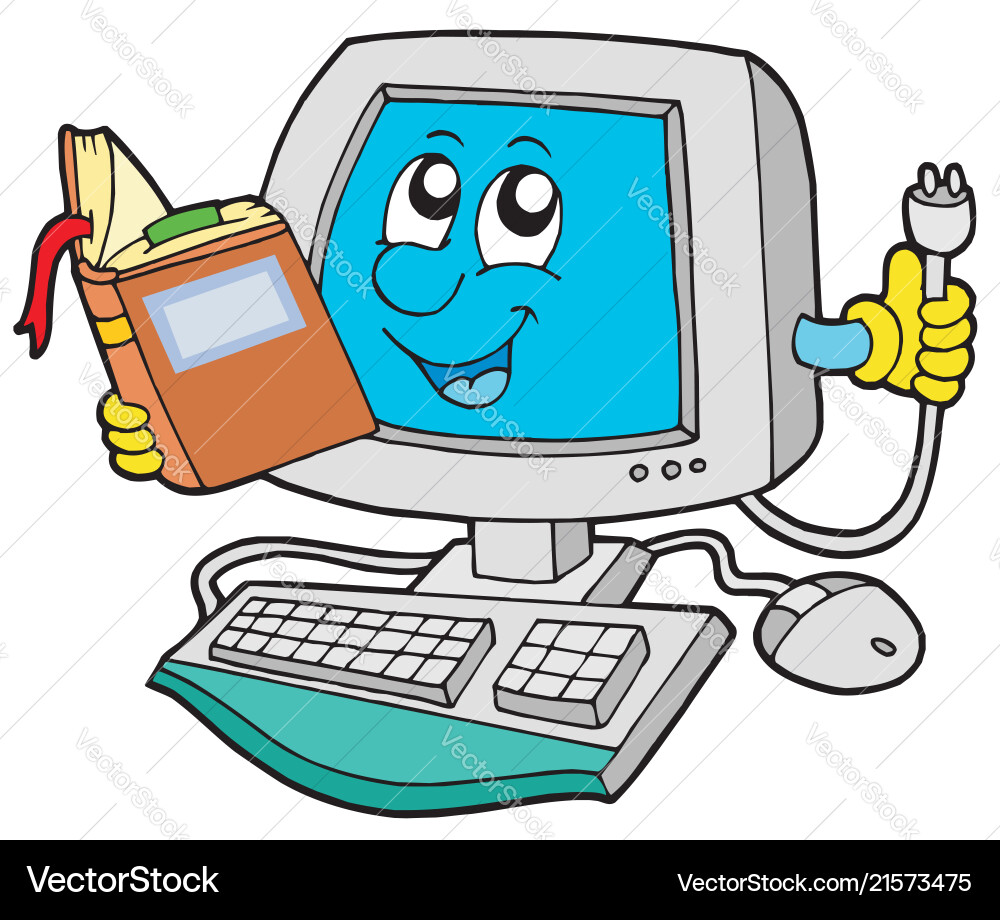 It computer with book It computer with book vector image