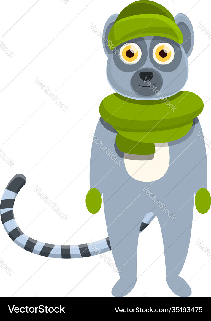 Lemur Winter Kopfbekleidung Ikone Cartoon Stil Lemur Winter Kopfbekleidung Ikone Cartoon Stil vektorbild