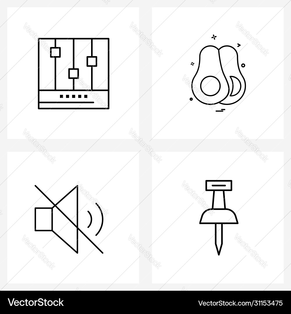 Modern line 4 simple icons basic vector image