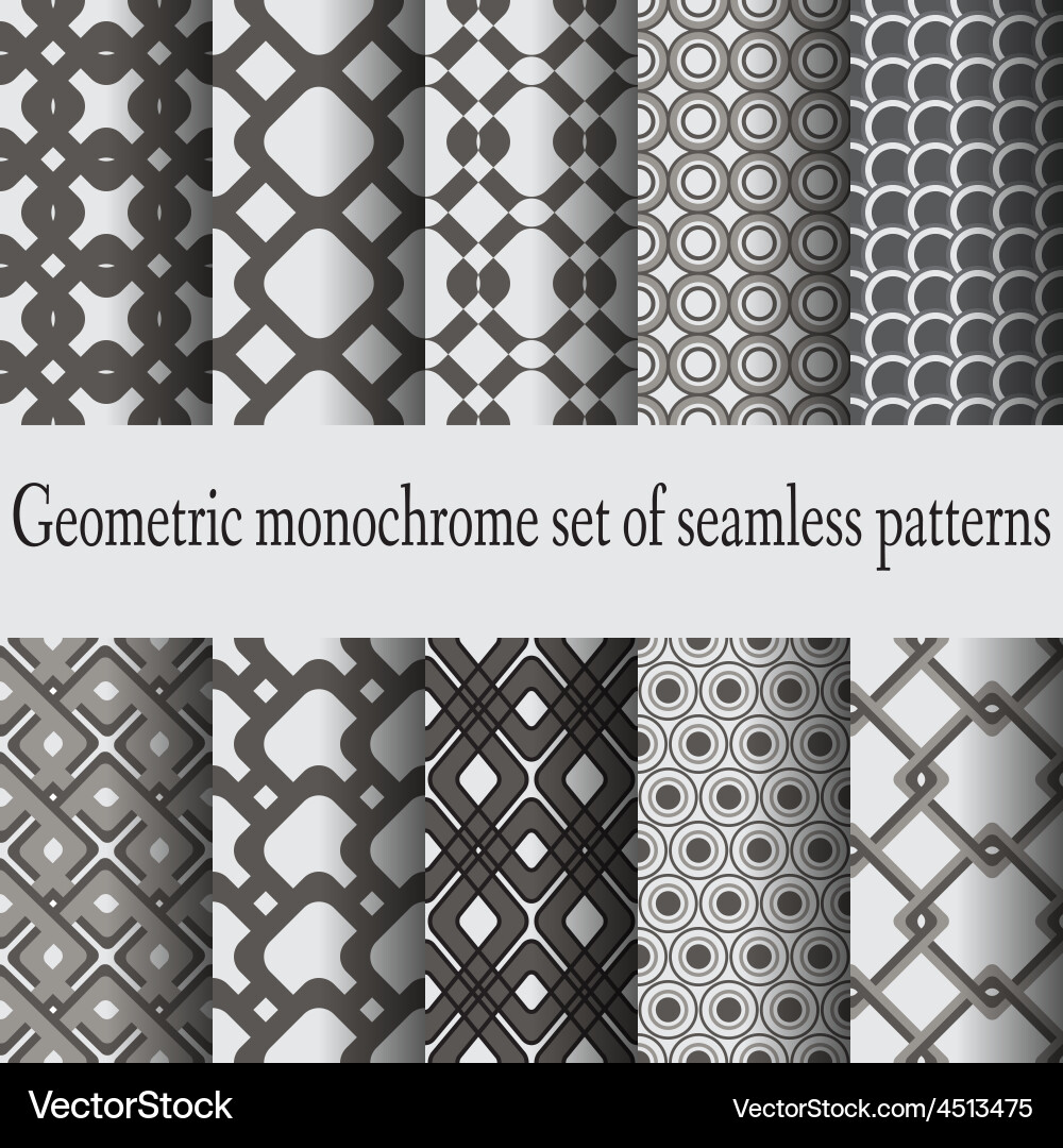 Monochrome set seamless patterns Vector Image