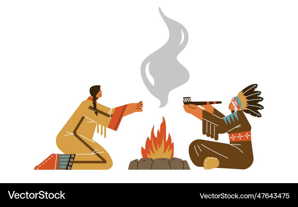 Native american indian shaman with ceremonial pipe Native american indian shaman with ceremonial pipe vector image