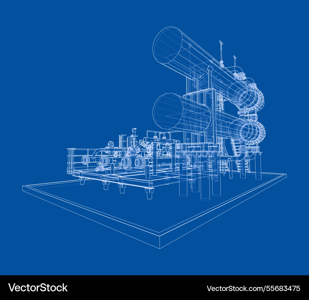 Petroleum heater exchanger rendering of 3d Vector Image