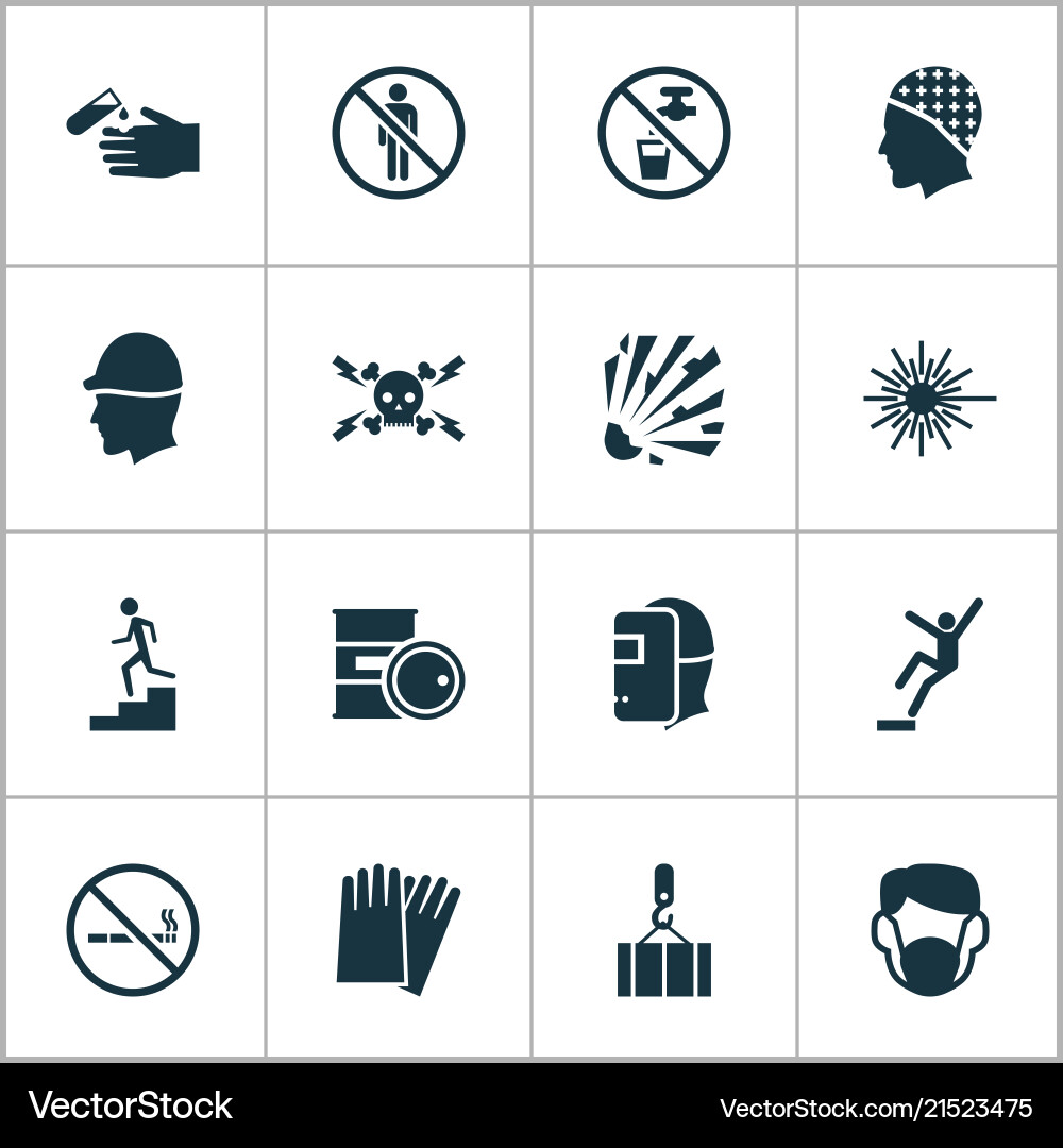 Safety icons set with light high voltage hand Safety icons set with light high voltage hand vector image