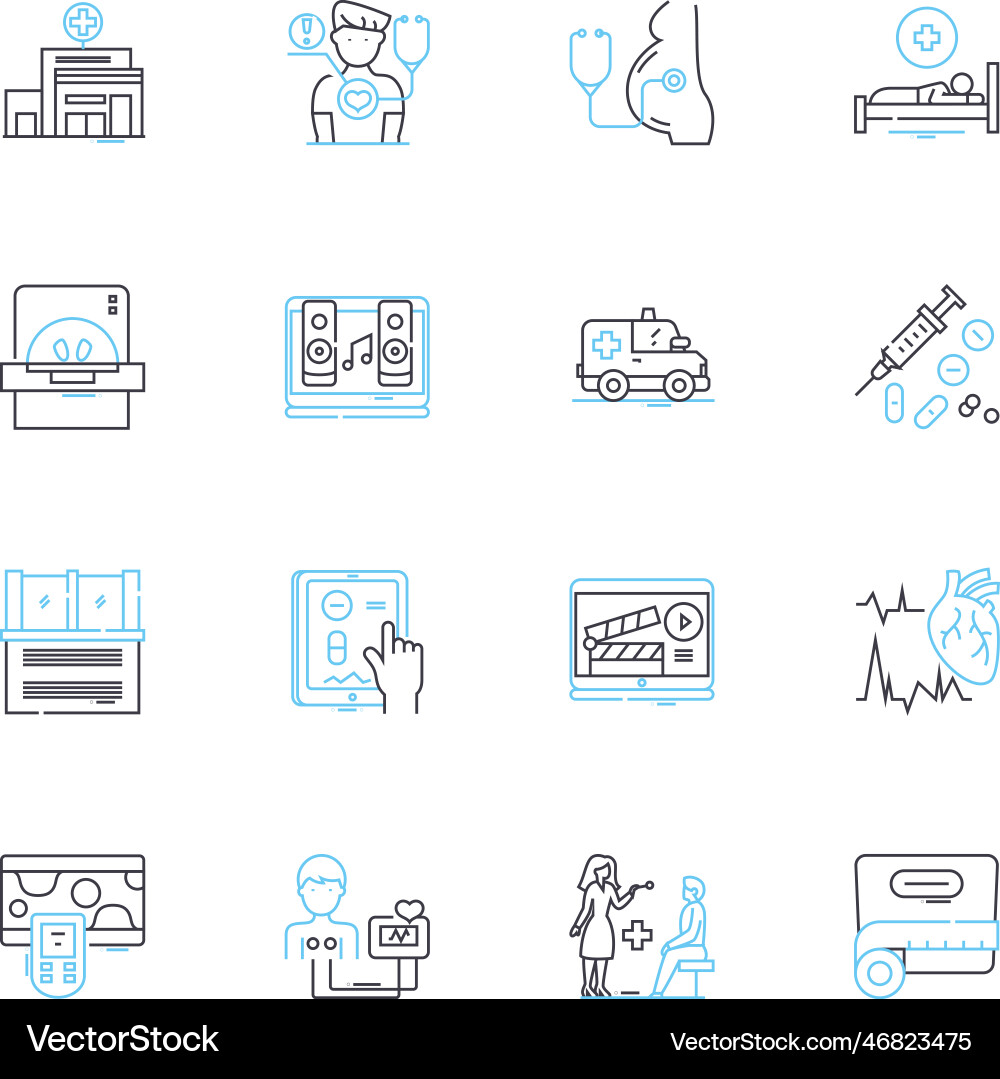 Sanatorium linear icons set isolation asylum Sanatorium linear icons set isolation asylum Vector Image