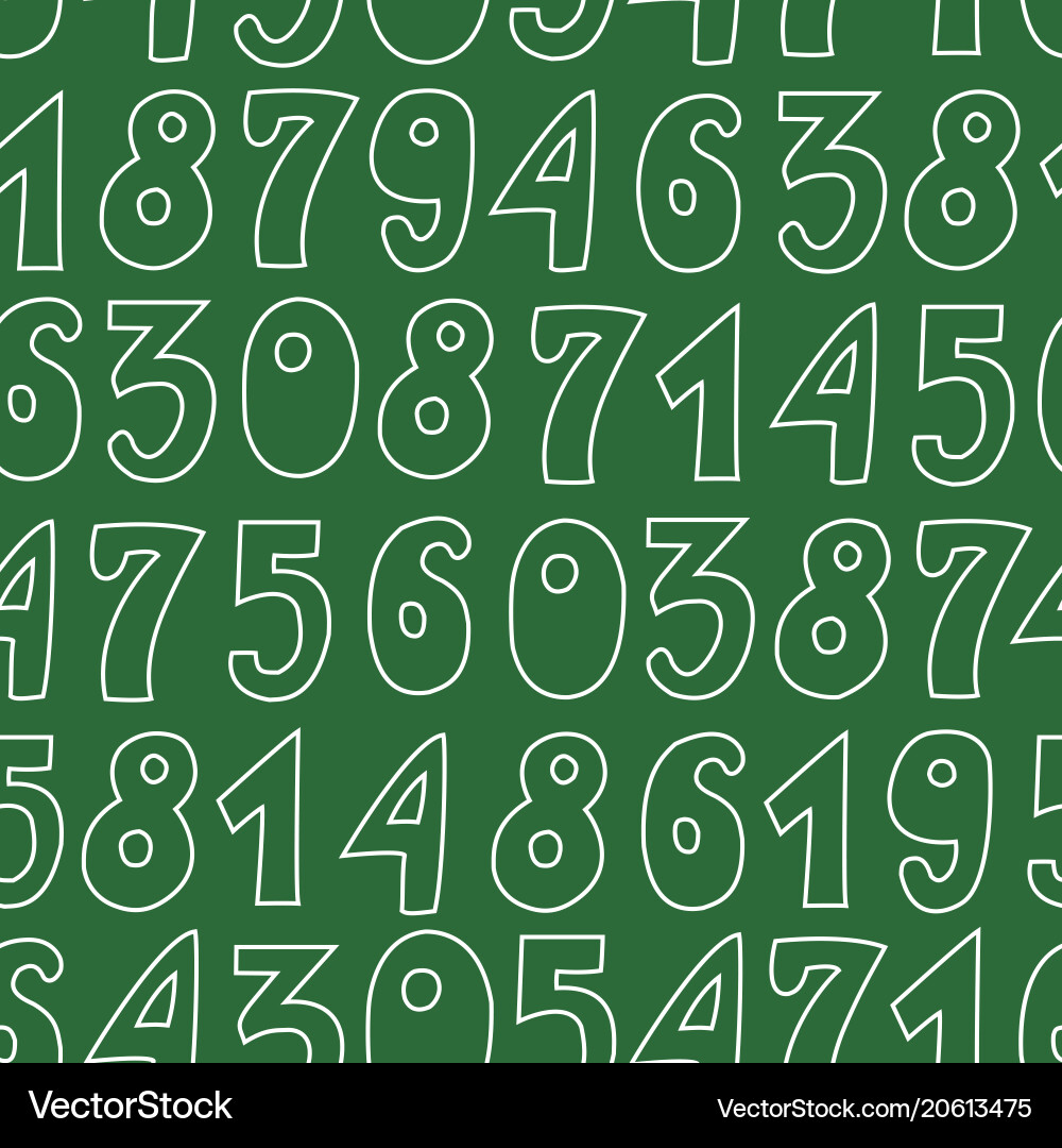 Seamless pattern with numbers on green background Vector Image