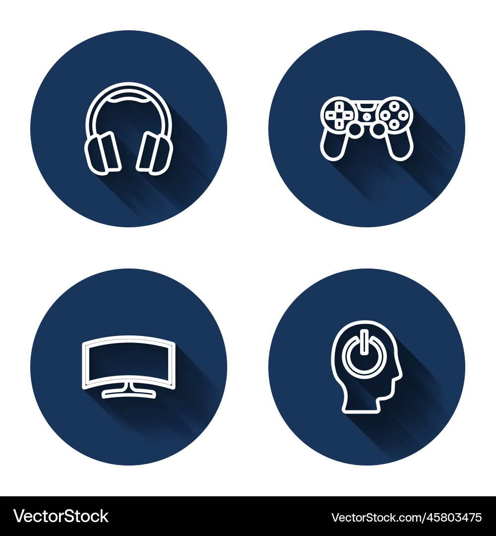 Set line headphones game controller or joystick Set line headphones game controller or joystick vector image