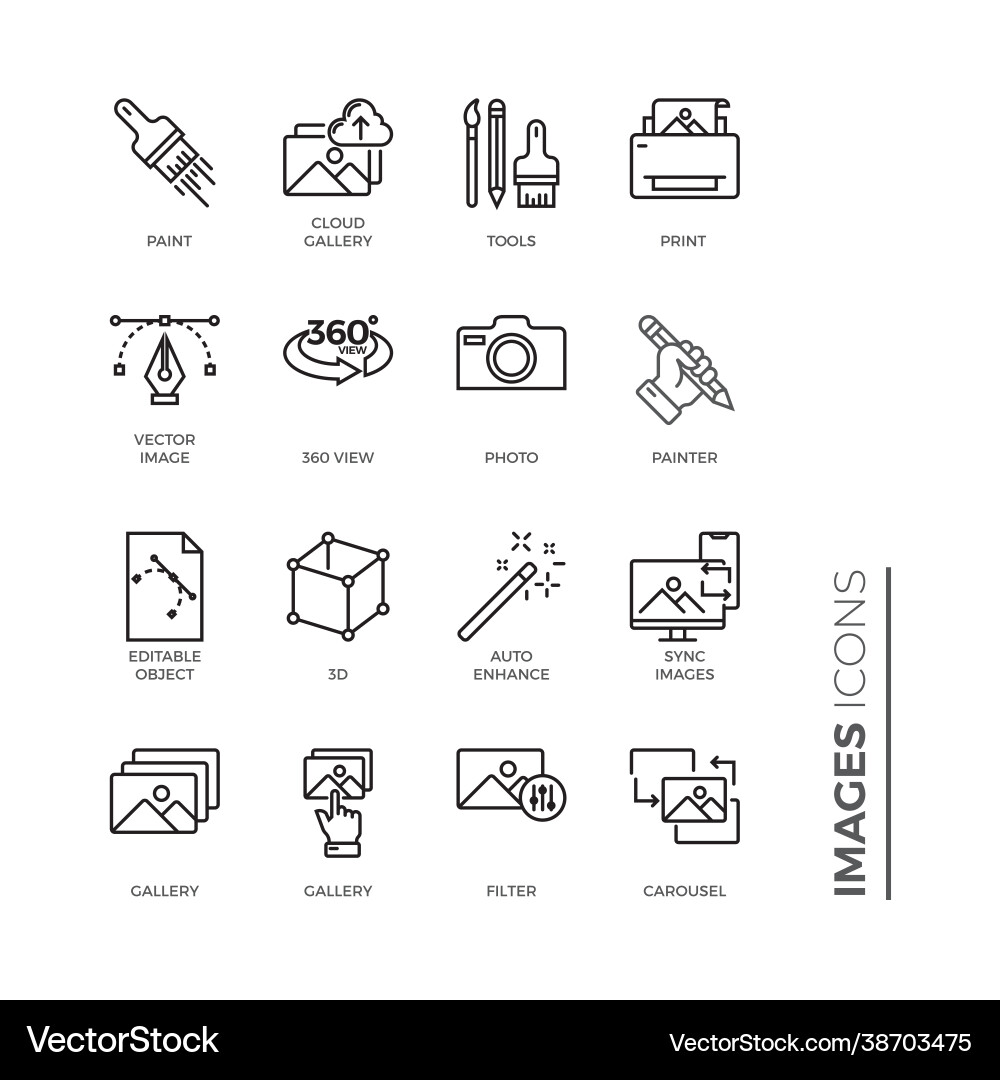 Simple set images related color line icons Vector Image