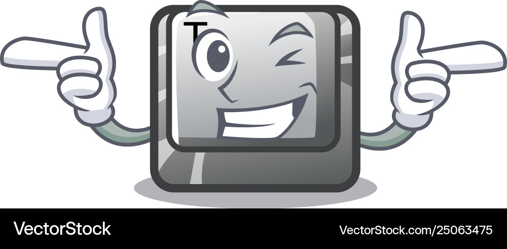 Wink t button installed on character computer vector image