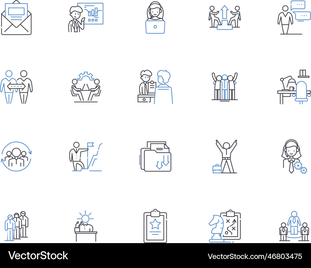 Writing tools line icons collection pen notebook Vector Image