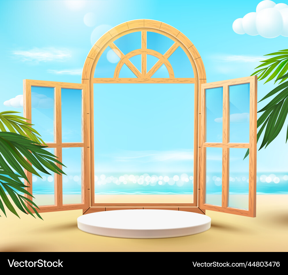 3d of a round podium with window 3d of a round podium with window vector image