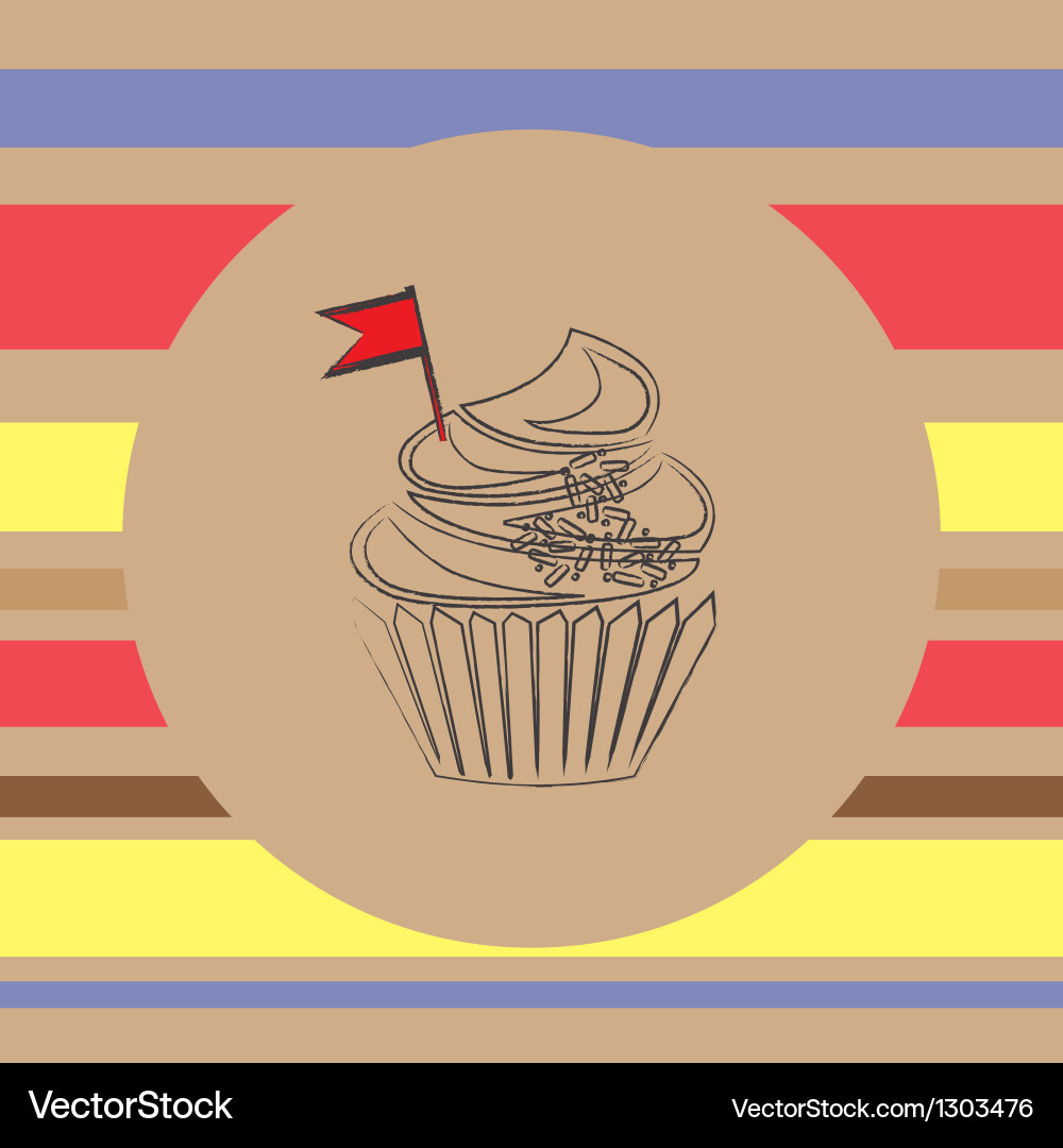 Background with scetch of cupcake Vector Image
