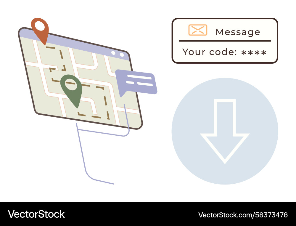 Digital Navigation Map with Location Pins Vector Image
