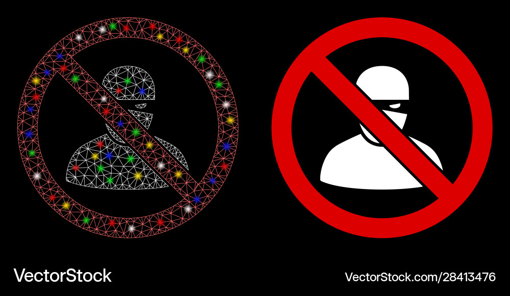 Glowing mesh wire frame no ninja icon with flash Glowing mesh wire frame no ninja icon with flash vector image