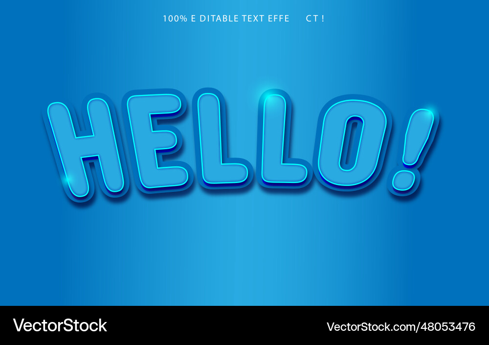 Hello editable text effect Hello editable text effect vector image