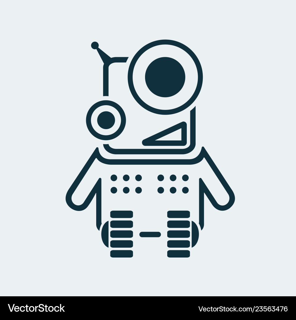 Icon of a laughing robot in linear style Icon of a laughing robot in linear style vector image