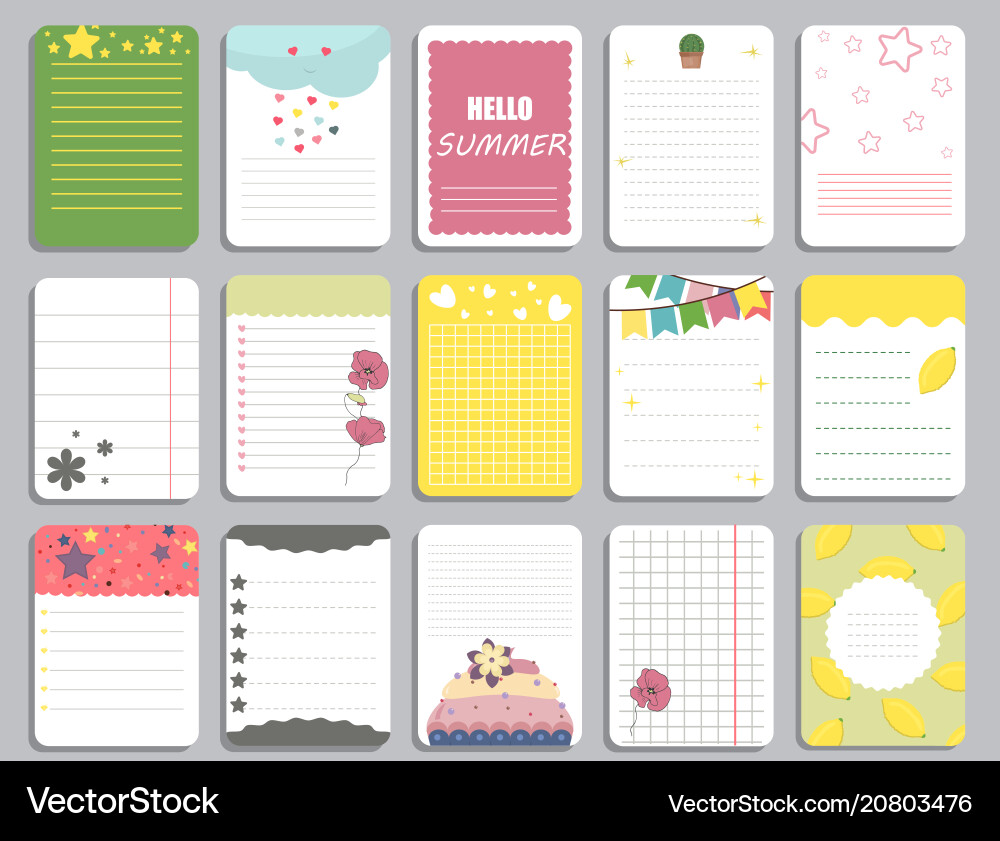 Kids Paper Notes & Stickers Royalty Free Vector Image
