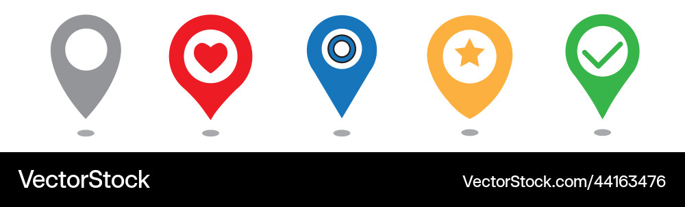 Location pin set map pointer vector image