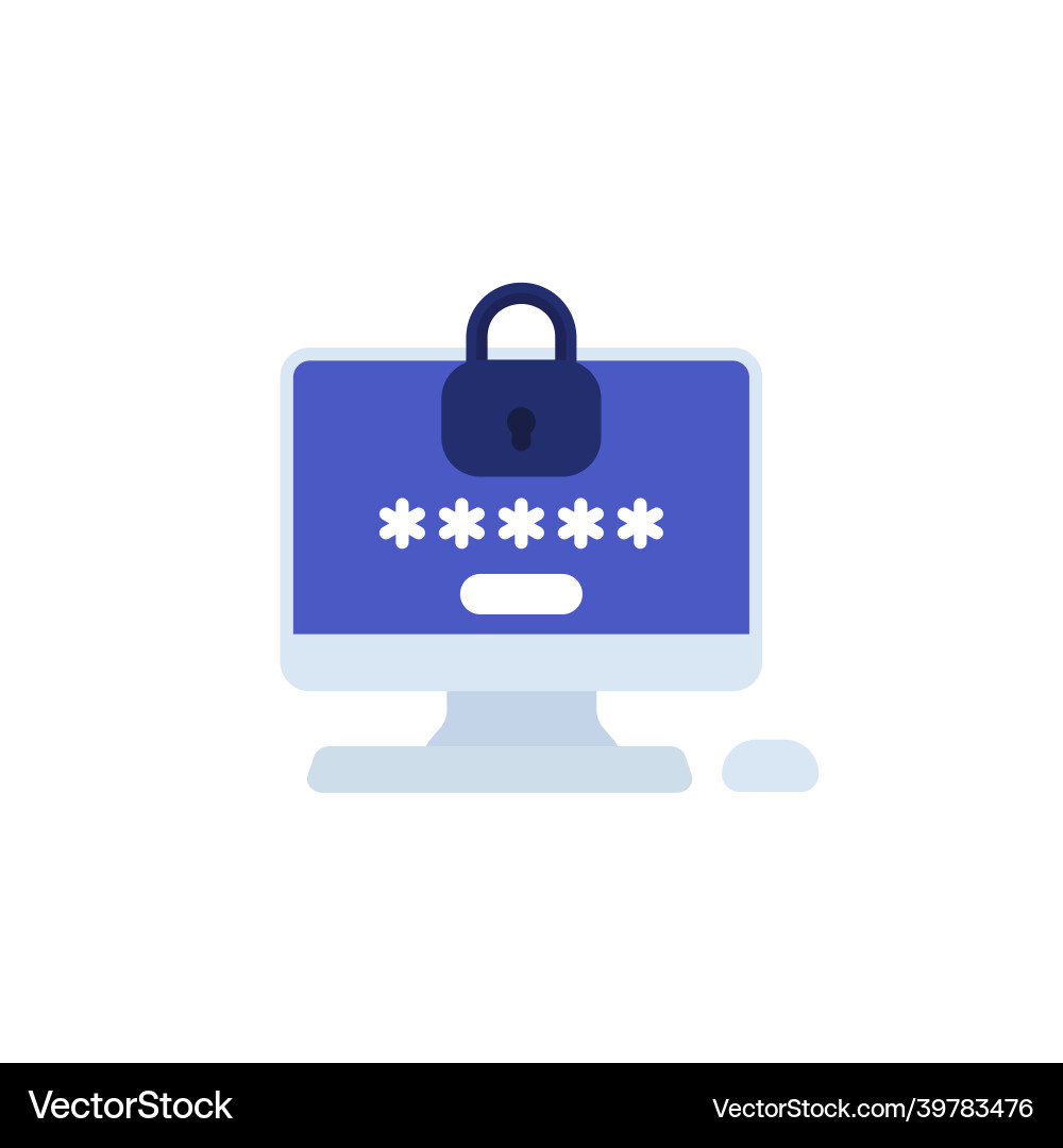 Password protection access to computer icon Vector Image