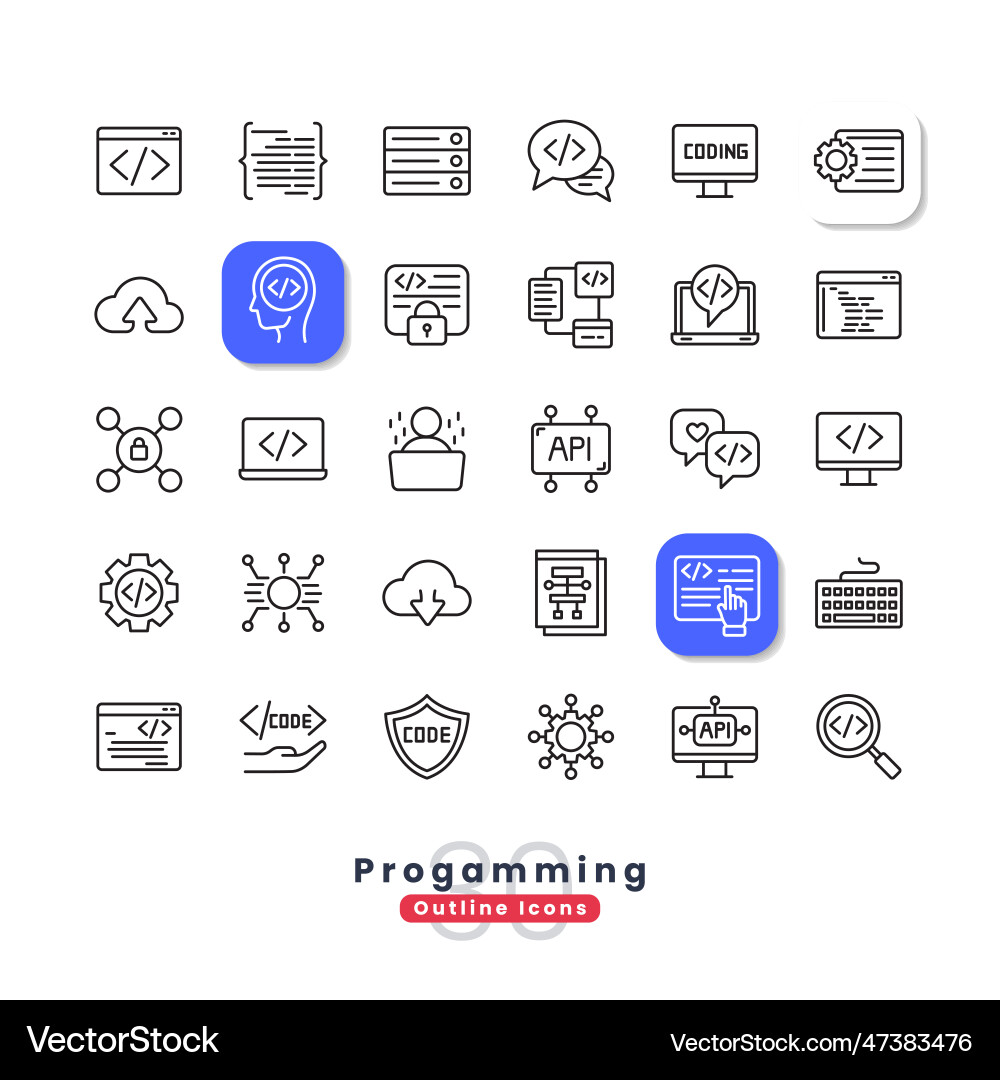 Programming outline icons vector image