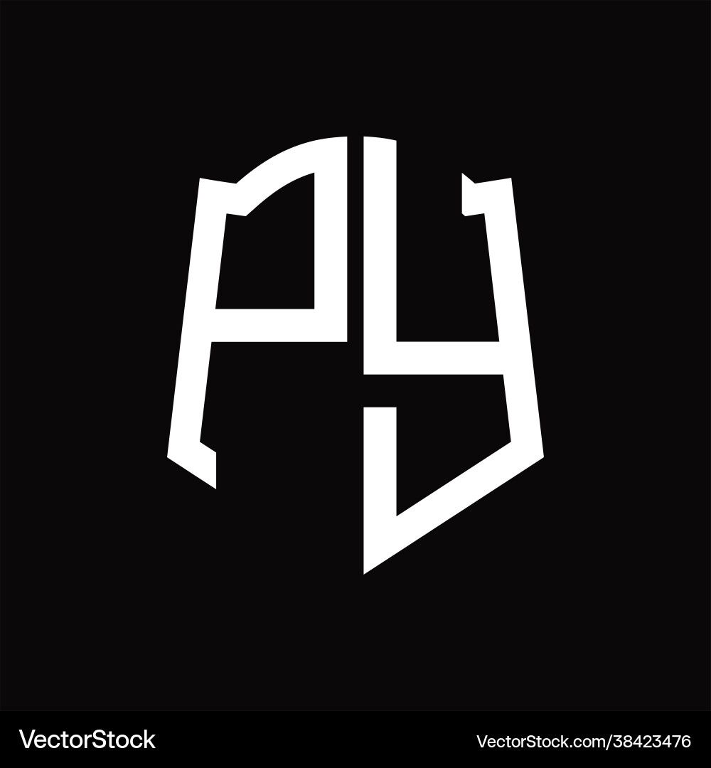 Py logo monogram with shield shape ribbon design Vector Image