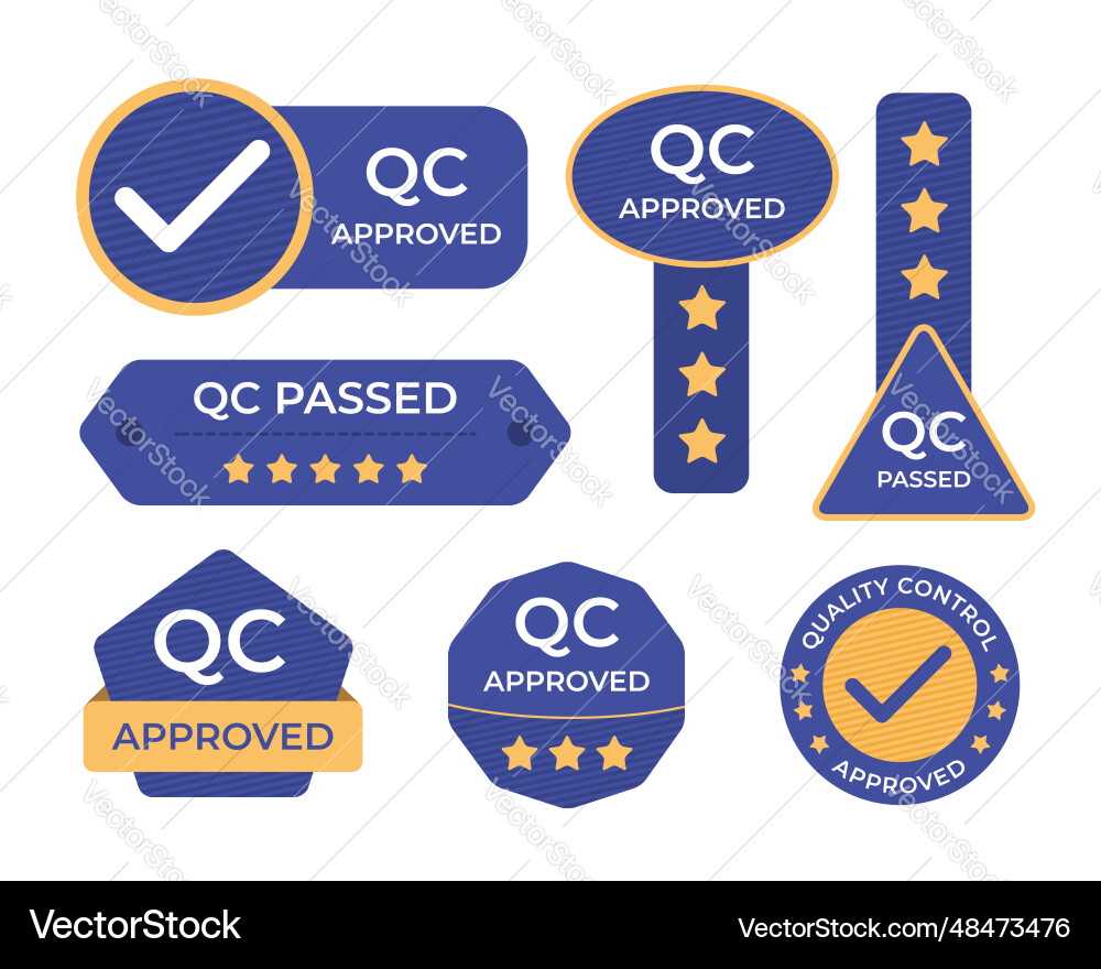 Quality control labels set in flat design style Quality control labels set in flat design style vector image