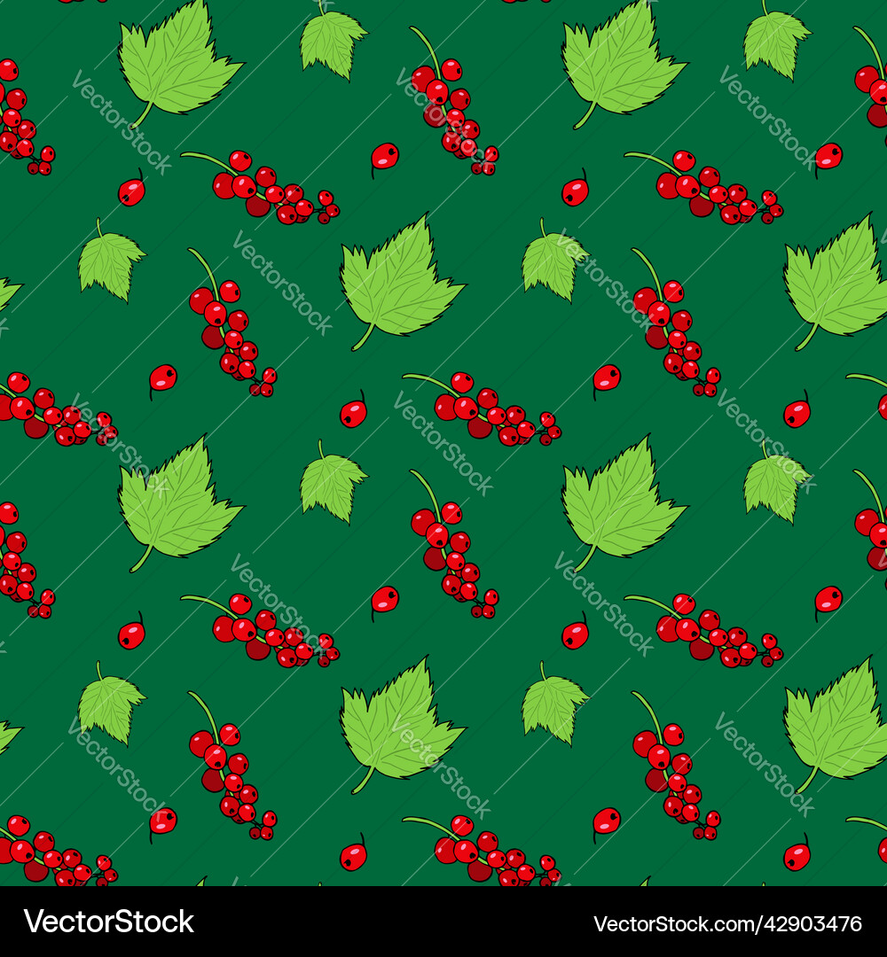 Seamless pattern with red currant and its leaves vector image