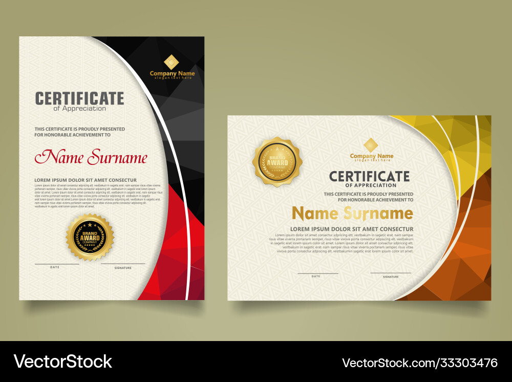 Set modern certificate template with triangle Set modern certificate template with triangle vector image