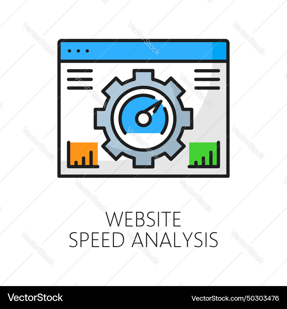 Website speed analysis web audit color line icon Website speed analysis web audit color line icon vector image