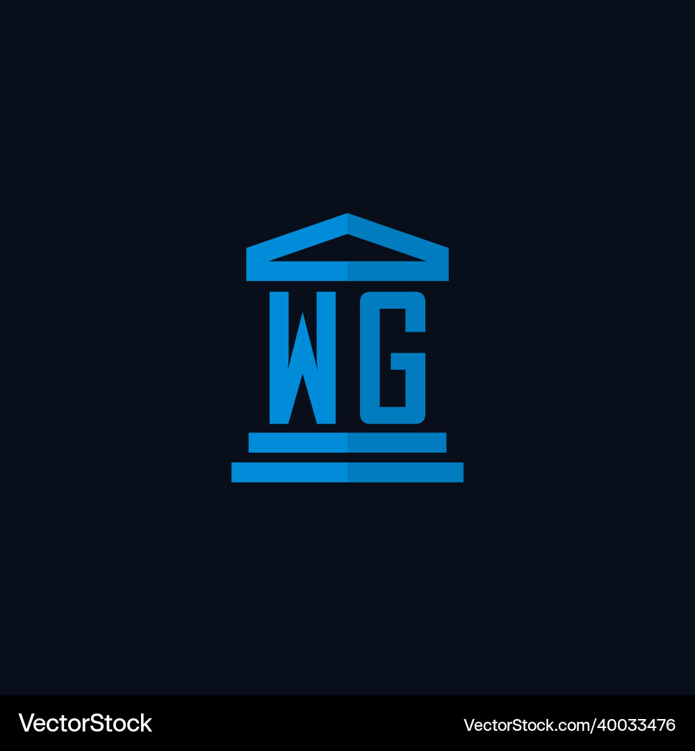 Wg initial logo monogram with simple courthouse Vector Image