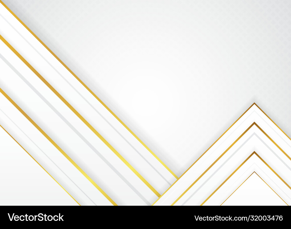 White and gold metallic triangle overlap layer vector image