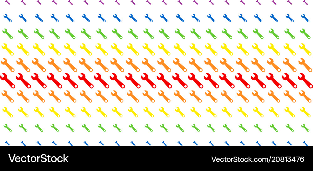 Wrench shape halftone spectrum grid Wrench shape halftone spectrum grid vector image