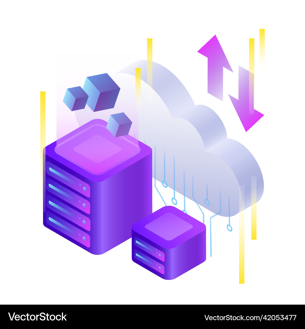 Big data storage creative cloud computing Big data storage creative cloud computing vector image