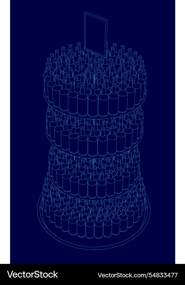 Blue image of a tall stack bottles Blue image of a tall stack bottles vector image