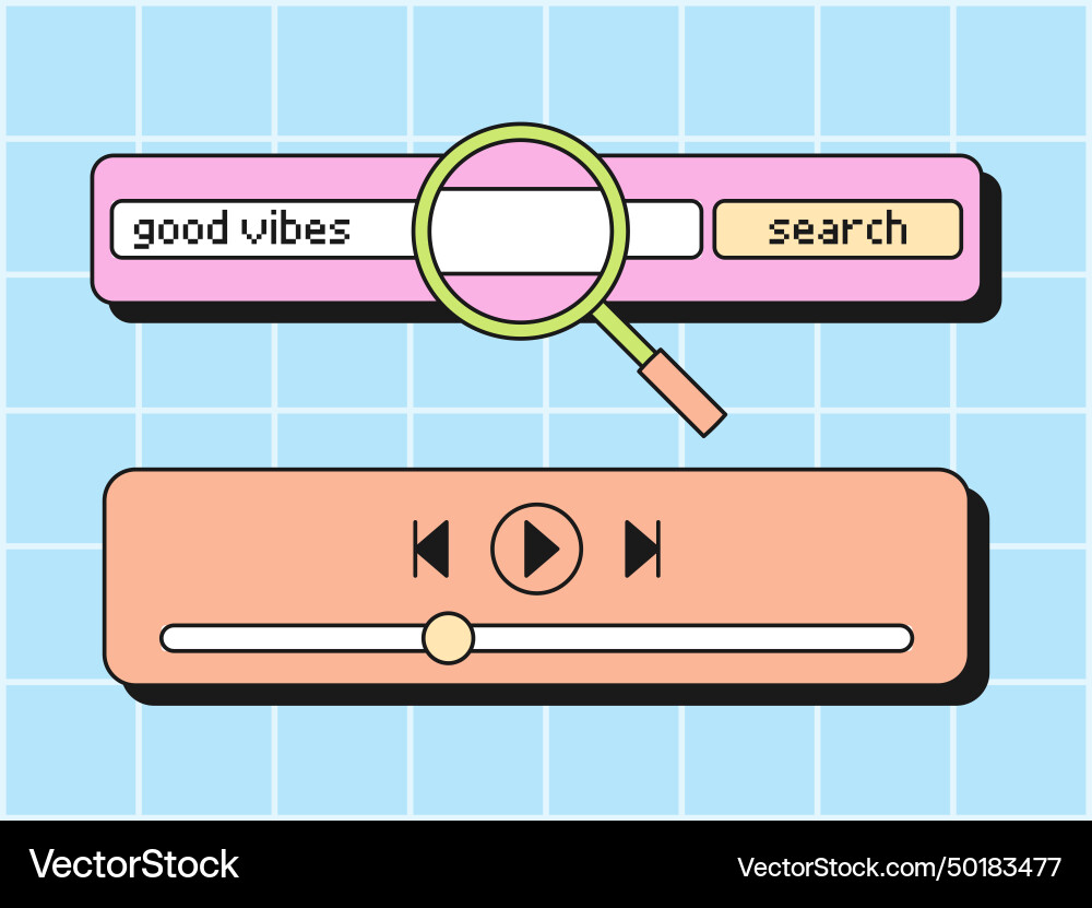 Browser window and player control panel Browser window and player control panel Vector Image