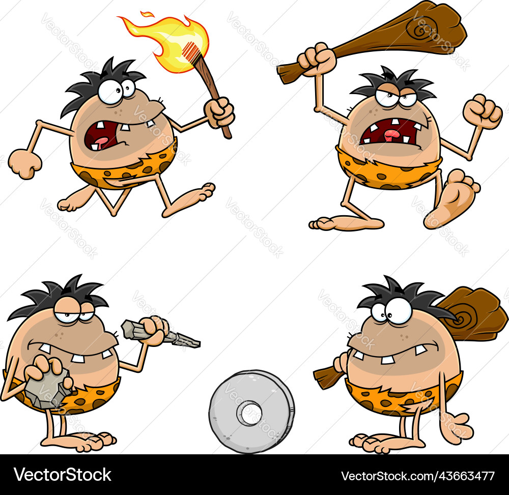 Caveman Zeichen Sammlung Set Caveman Zeichen Sammlung Set vektorbild