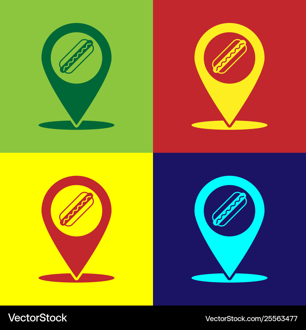 Color map pointer with fast food hotdog icon Color map pointer with fast food hotdog icon vector image