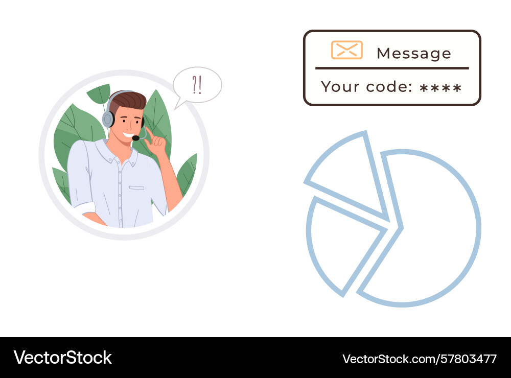Customer support with secure code notification Vector Image