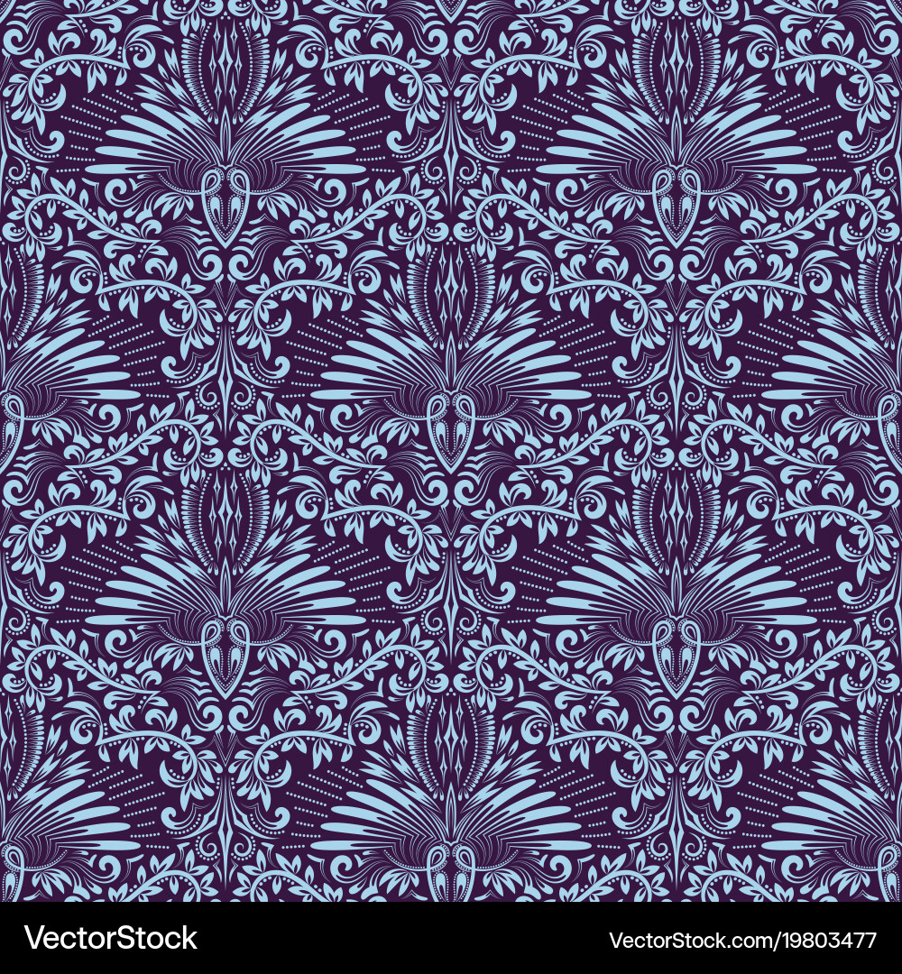 Damask seamless pattern repeating background vector image