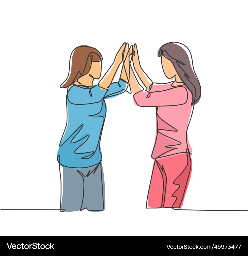 Einzelzeile Zeichnung von zwei besten Freunden Mädchen Einzelzeile Zeichnung von zwei besten Freunden Mädchen vektorbild