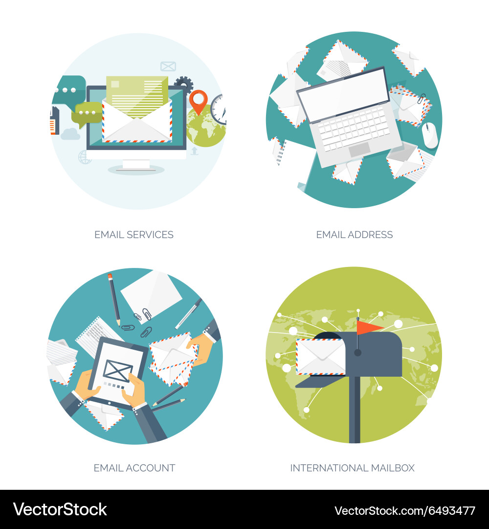 Flat background with envelope Vector Image