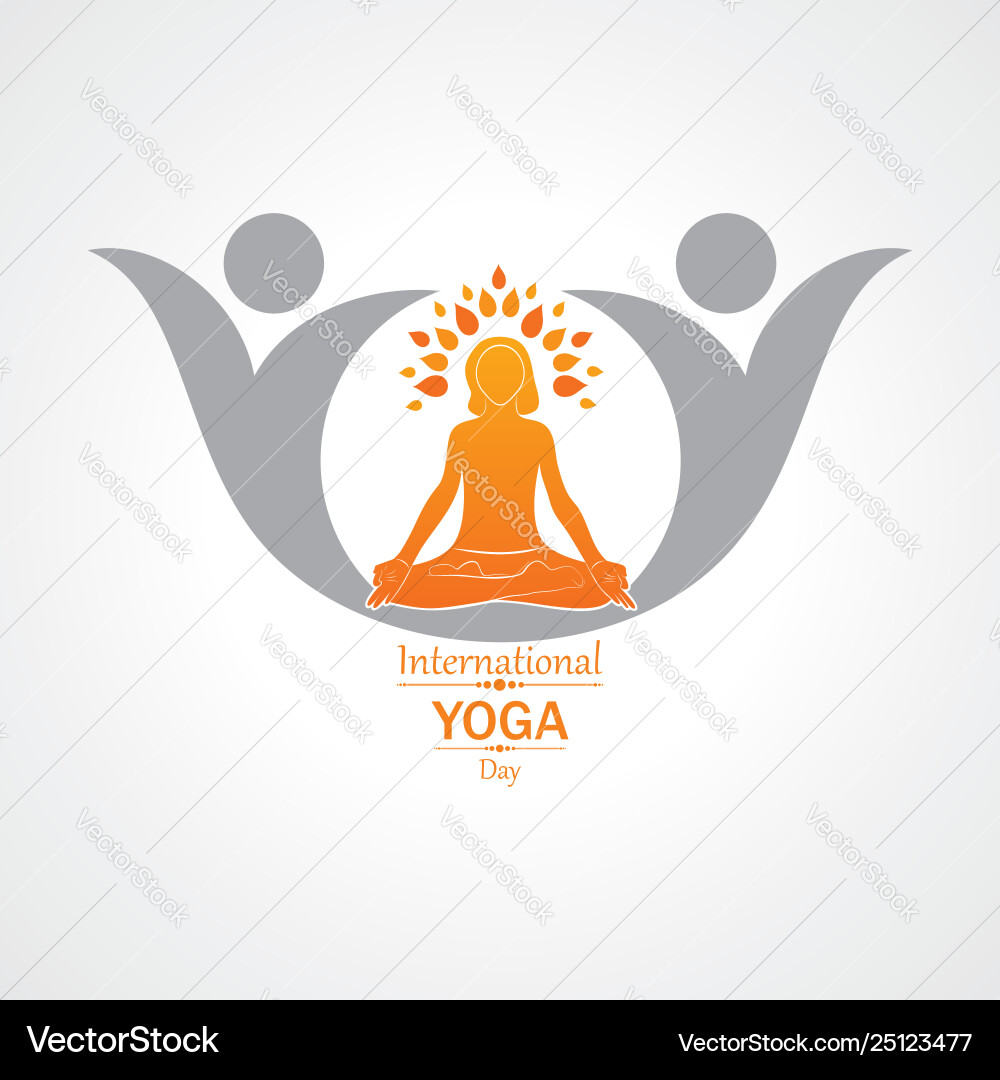 Frau macht Yogasan für internationalen Yoga-Tag Frau macht Yogasan für internationalen Yoga-Tag vektorbild
